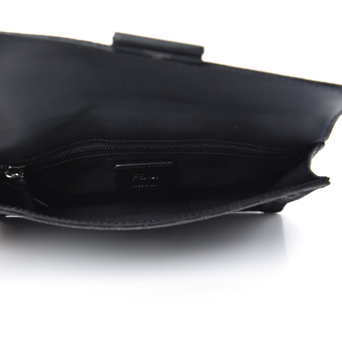Recycled Fabric Jacquard Vitello Grace FF 1974 Baguette Belt Pouch Asfalto Black