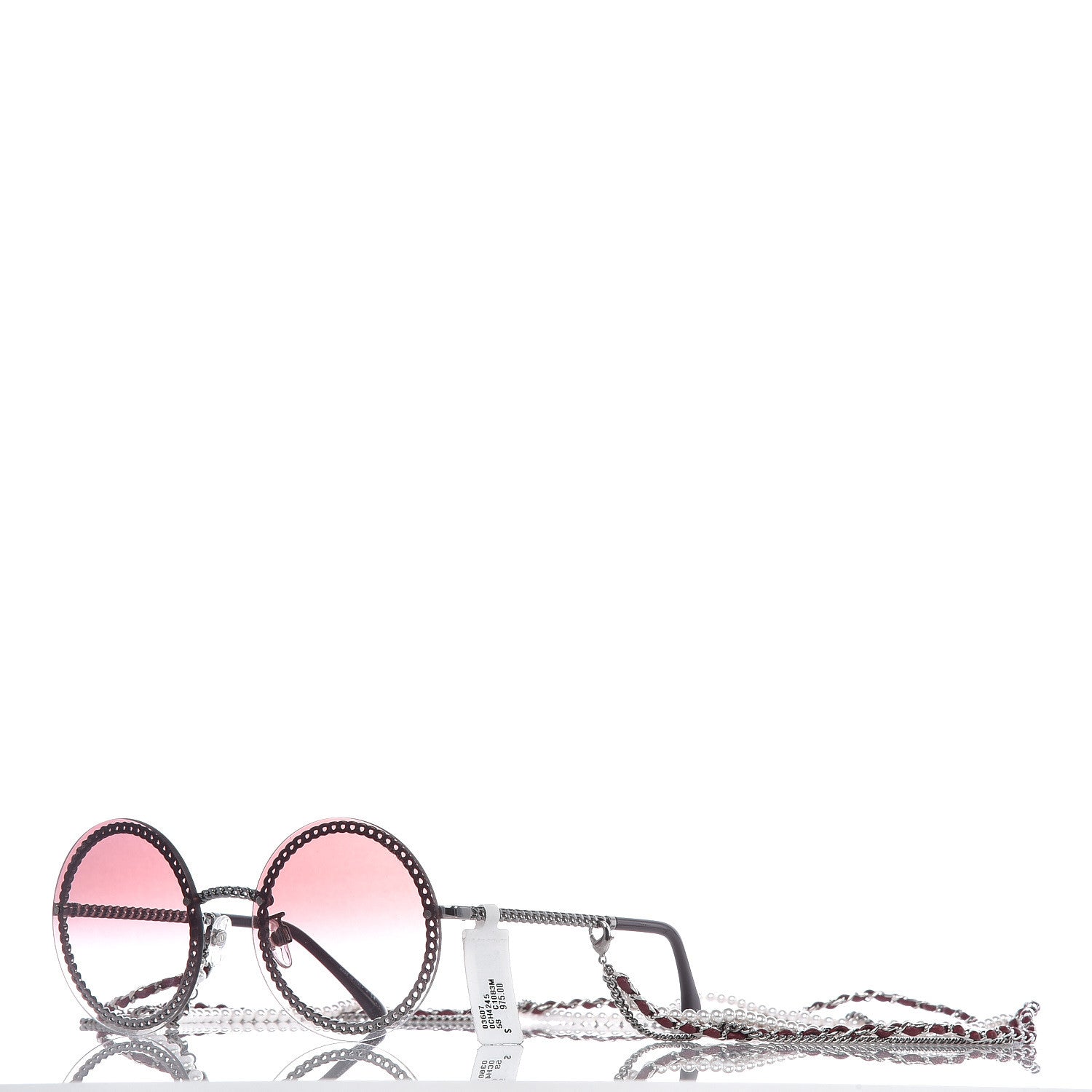 Chanel Round Removable Triple Hanging Chain Sunglasses 4245 Pink Silver 2 of 9