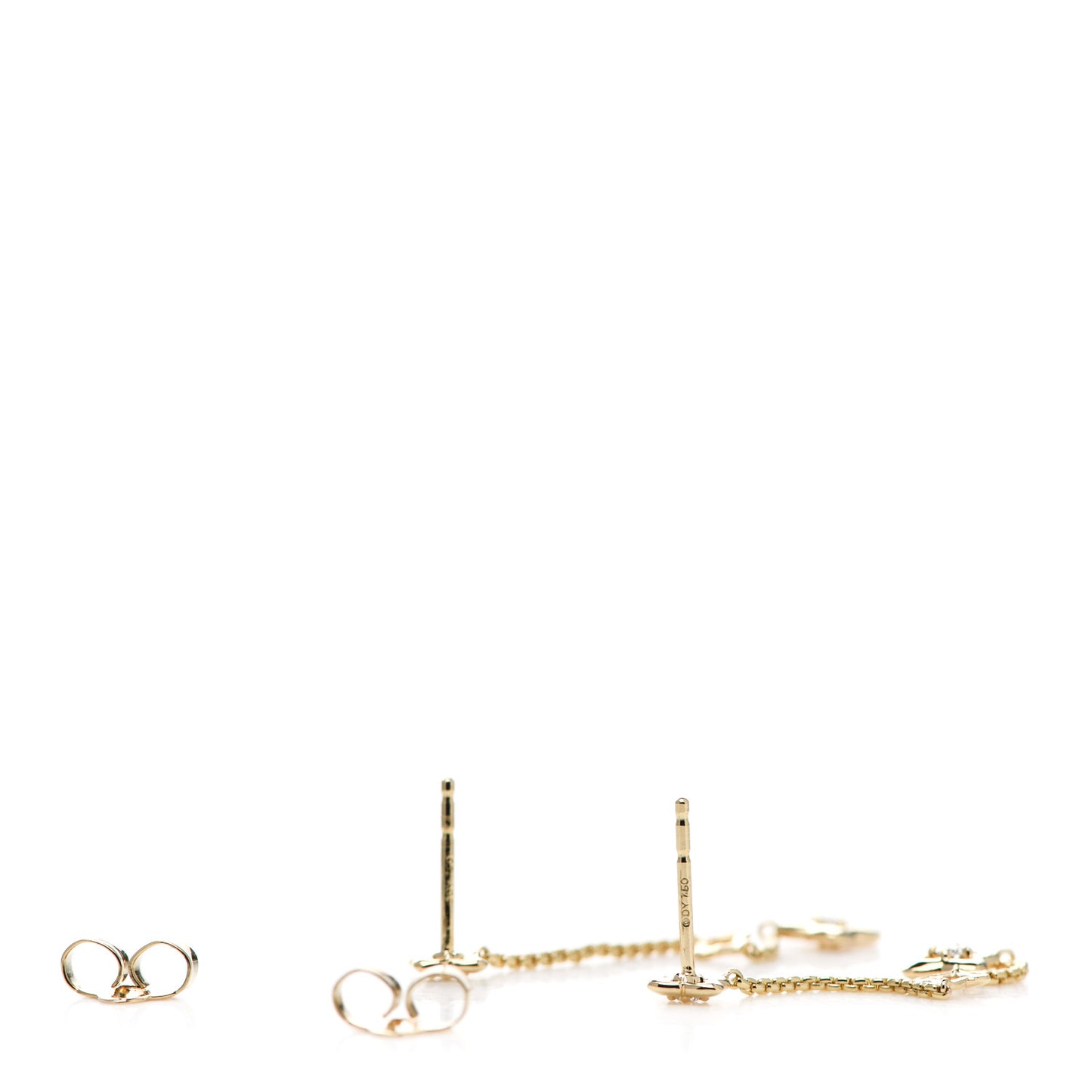 18K Yellow Gold Diamond Quatrefoil Three Station Drop Earrings
