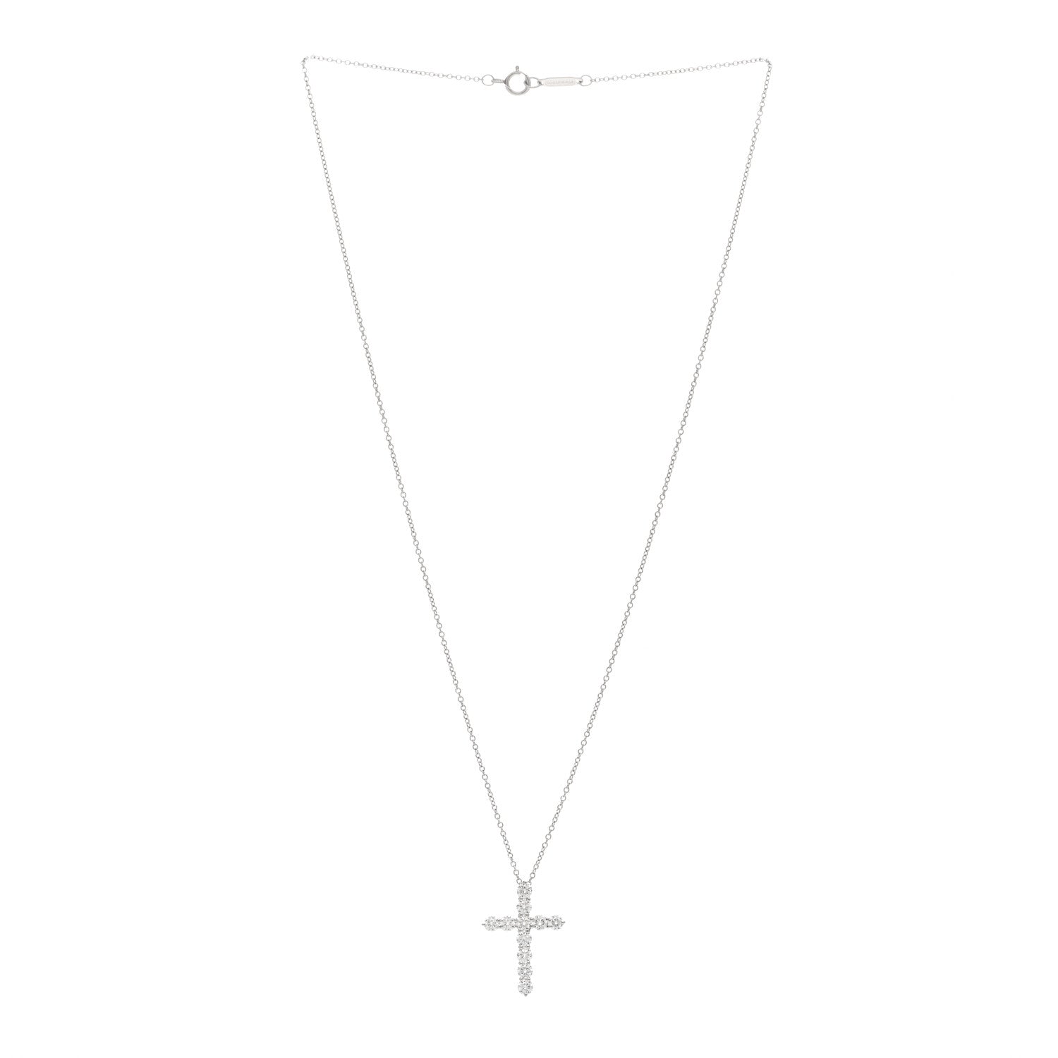 Tiffany Platinum Diamond Medium Cross Pendant Necklace 3 of 4