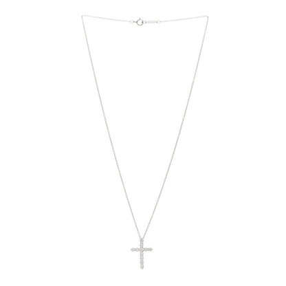 Tiffany Platinum Diamond Medium Cross Pendant Necklace 3 of 4