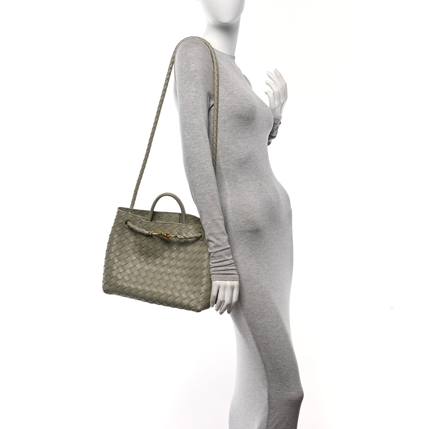 Bottega Veneta Nappa Intrecciato Medium Andiamo Shoulder Bag Travertine 2 of 10