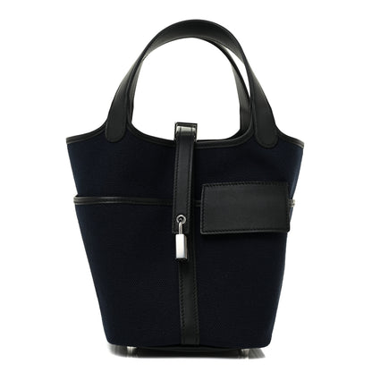 Hermes Toile Goeland Swift Cargo Picotin Lock 18 Bleu Marine 1 of 10