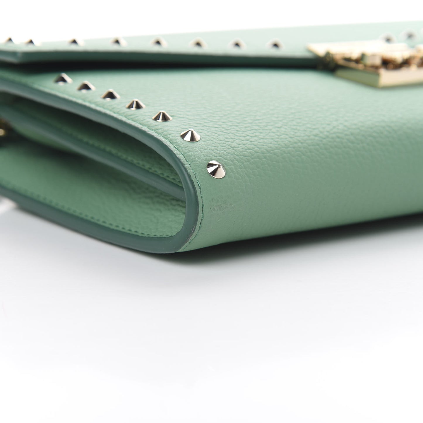 Calfskin Studded Large Crossbody Wallet Mint