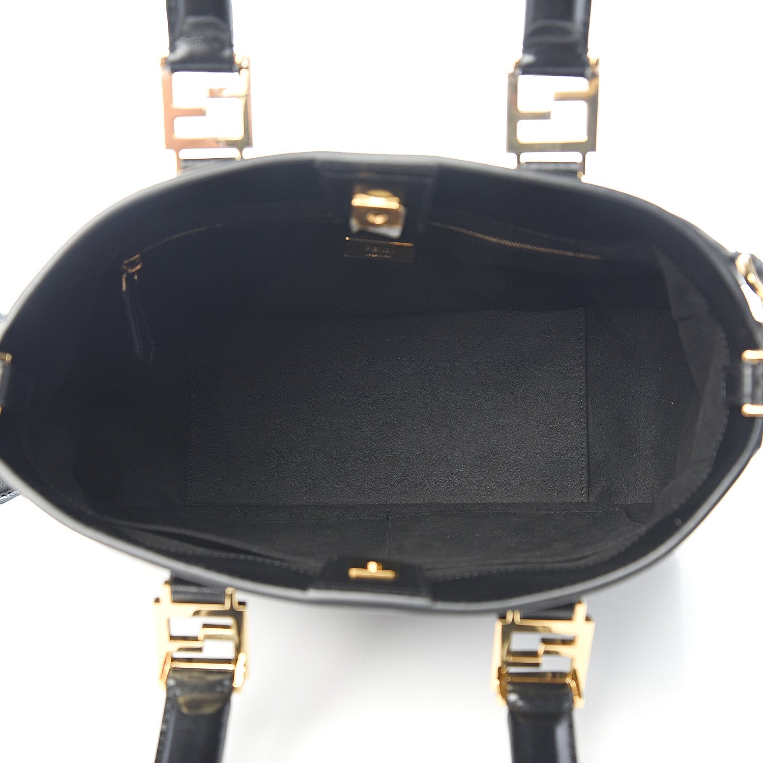 Fendi Vitello Glacier Small FF Tote Black 4 of 9