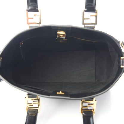 Fendi Vitello Glacier Small FF Tote Black 4 of 9