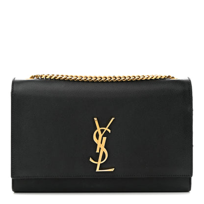 Saint Laurent Grain De Poudre Medium Classic Monogram Kate Satchel Black 1 of 13
