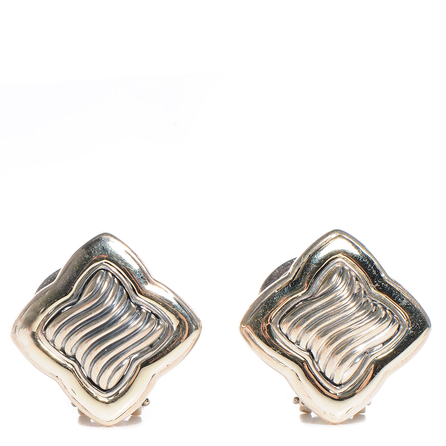 David Yurman Sterling Silver 14K Yellow Gold Quatrefoil Earrings 1 of 4