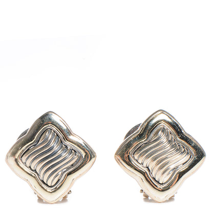 David Yurman Sterling Silver 14K Yellow Gold Quatrefoil Earrings 1 of 4