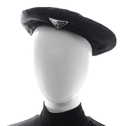 Prada Re-Nylon Metal Triangle Logo Beret L Black Black 2 of 8
