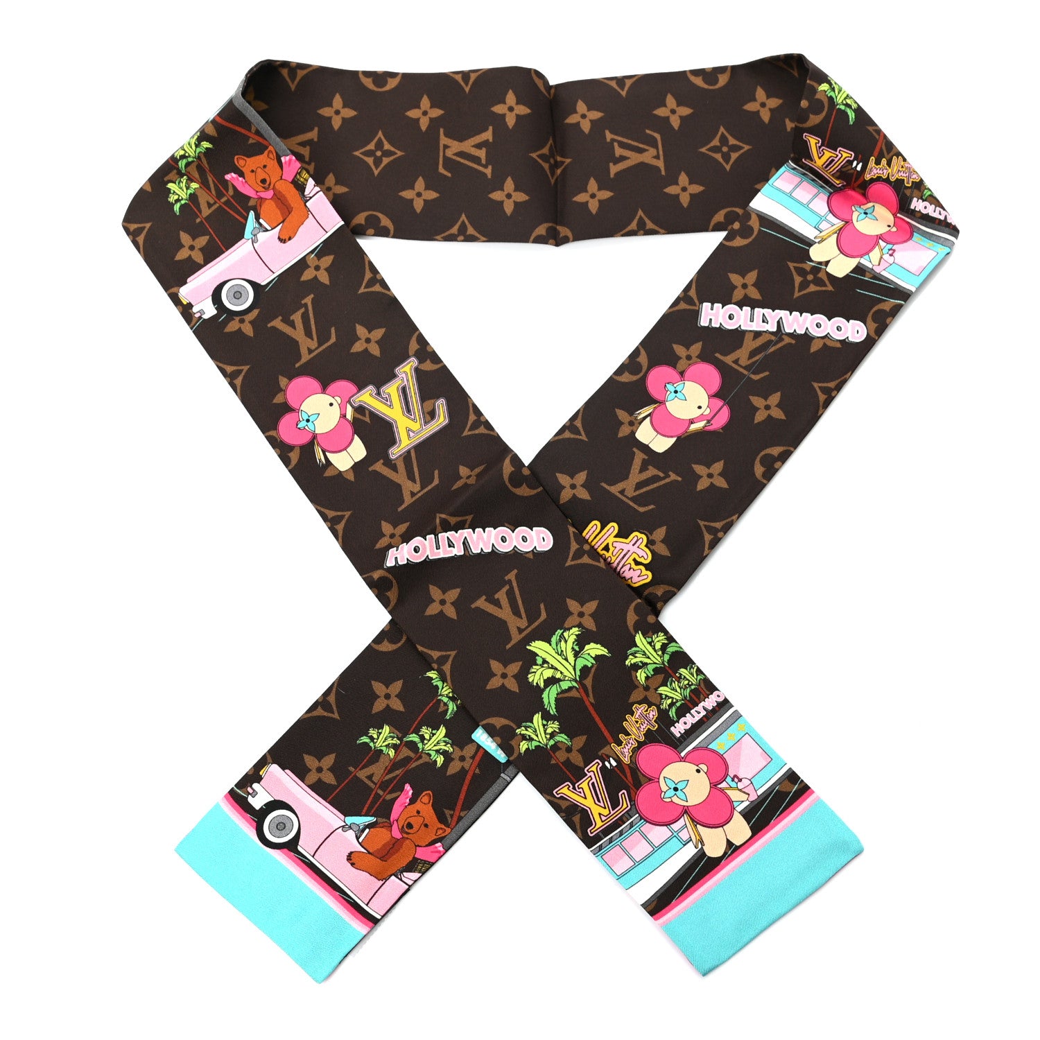 Louis Vuitton Silk Monogram 2021 Hollywood Christmas Animation Bandeau Marron 1 of 4