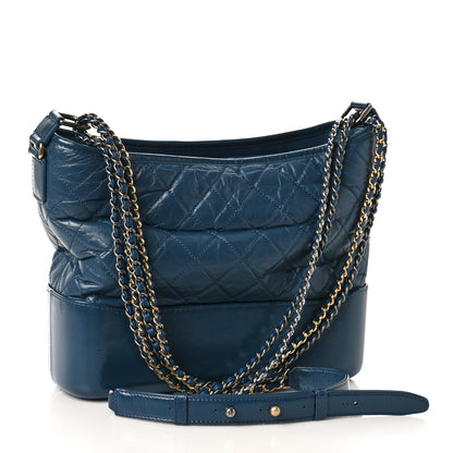 Chanel Aged Calfskin Quilted Medium Gabrielle Hobo Blue 3 of 9