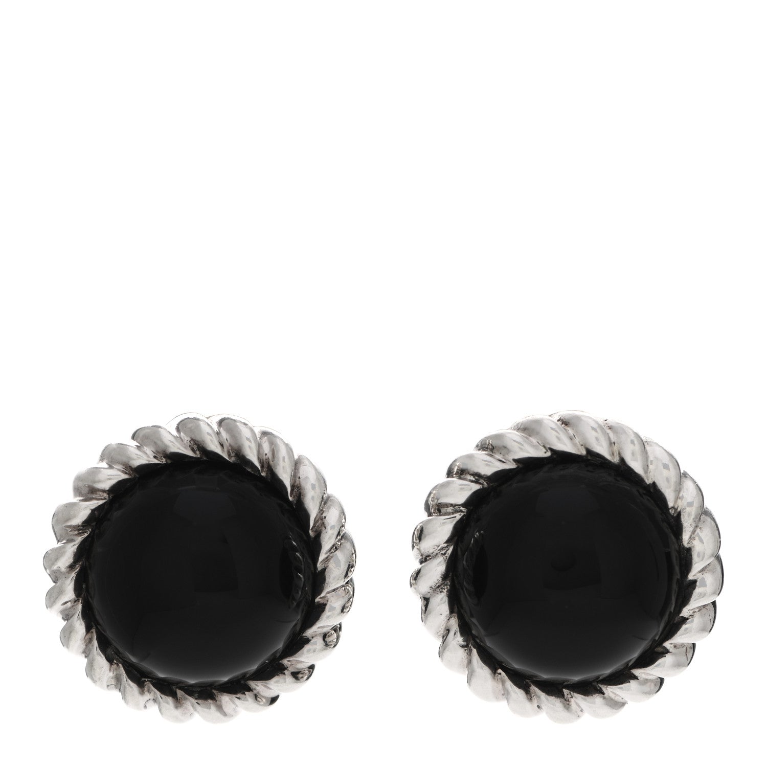 Tiffany Sterling Silver Black Onyx Twist Earrings 1 of 4