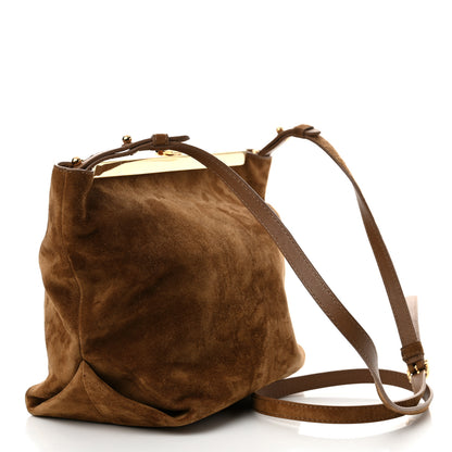 Khaite Suede Calfskin Augusta Envelope Pleated Crossbody Caramel 3 of 13