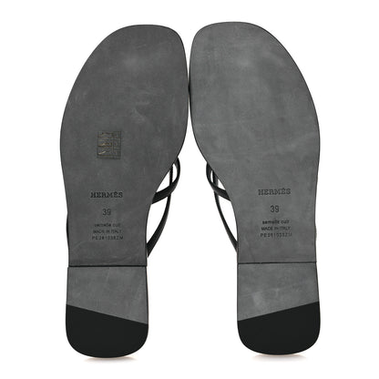 Hermes Calfskin Miss Sandals 39 Black 7 of 11