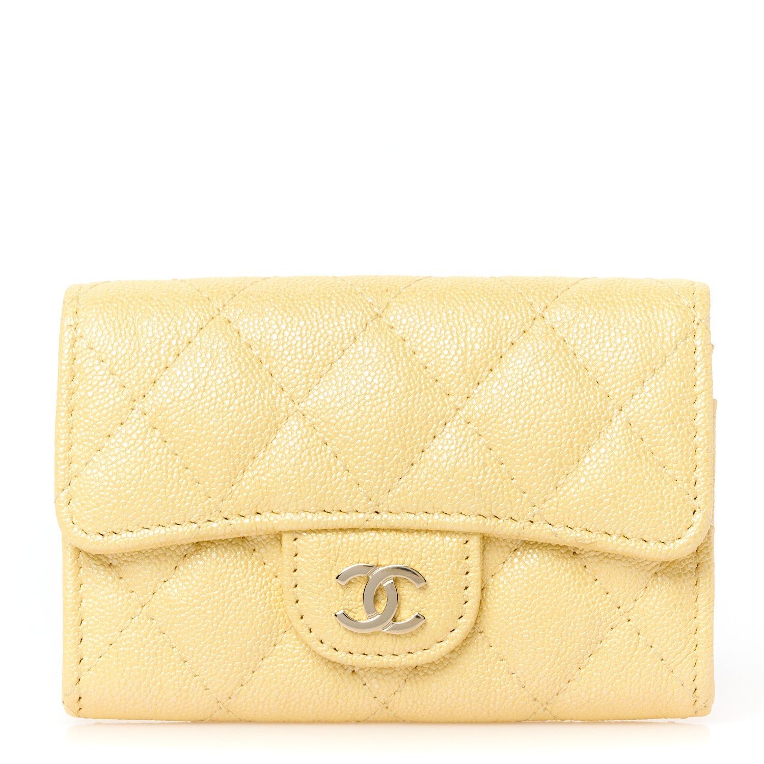 Chanel Iridescent Caviar Quilted Flap Card Holder Yellow 1 of 9