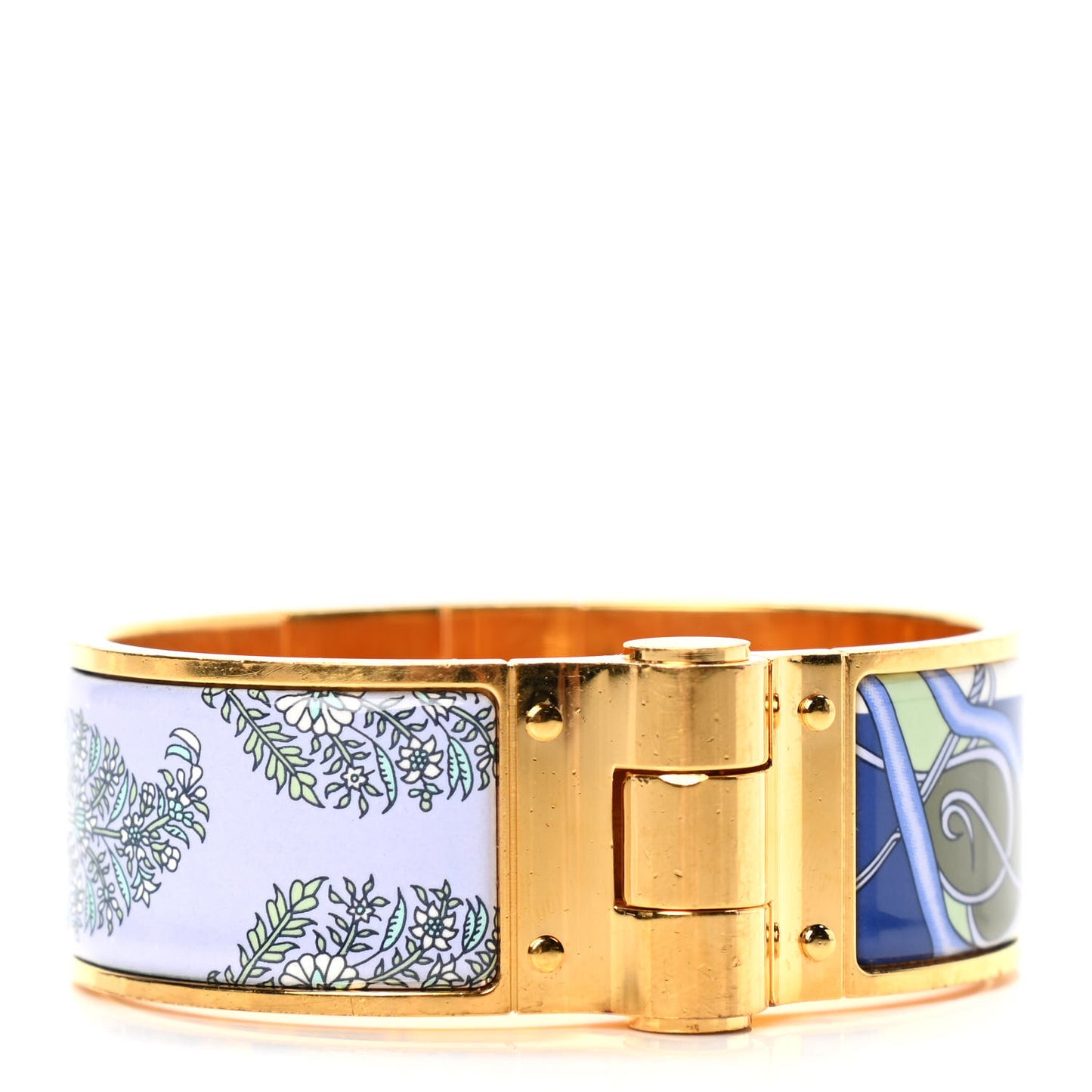 Enamel Printed Wide Coup De Fouet Au Bloc Hinged Bracelet