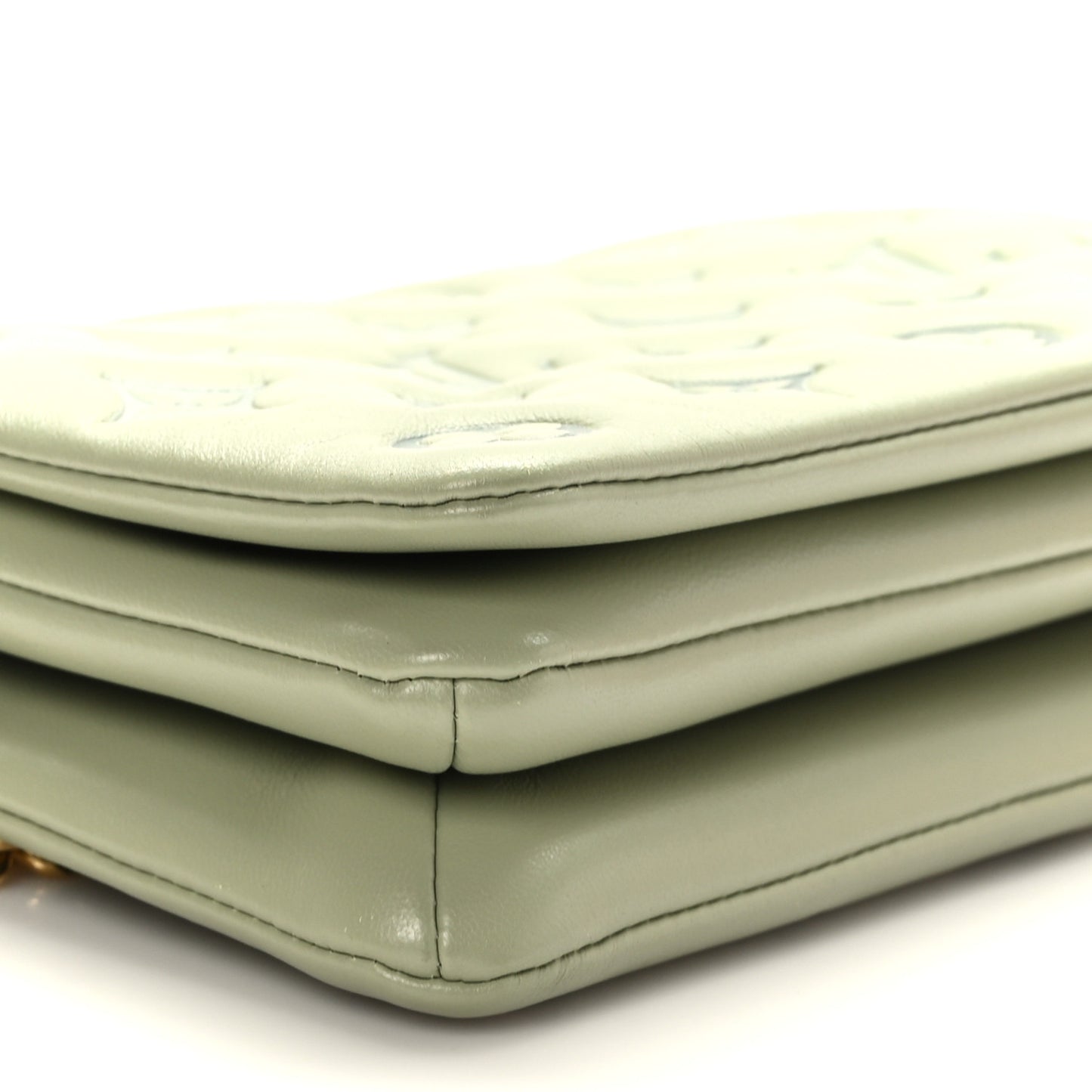 Lambskin Embossed Monogram Pochette Coussin Green