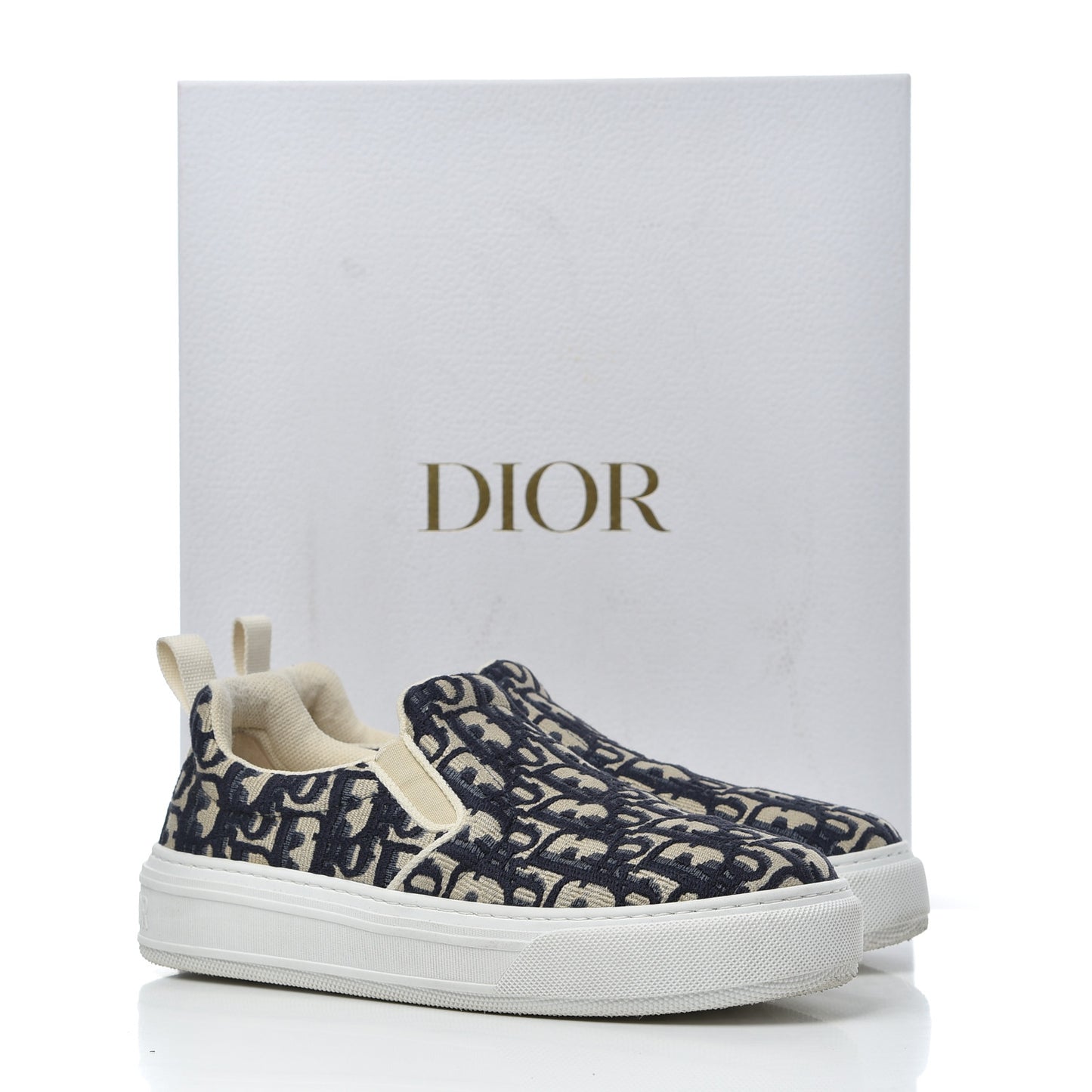 Canvas Oblique Embroidered Womens Solar Slip On Sneakers 37.5 Deep Blue