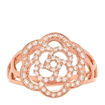 Chanel 18K Rose Gold Diamond Camellia Ring 58 8.5 2 of 10