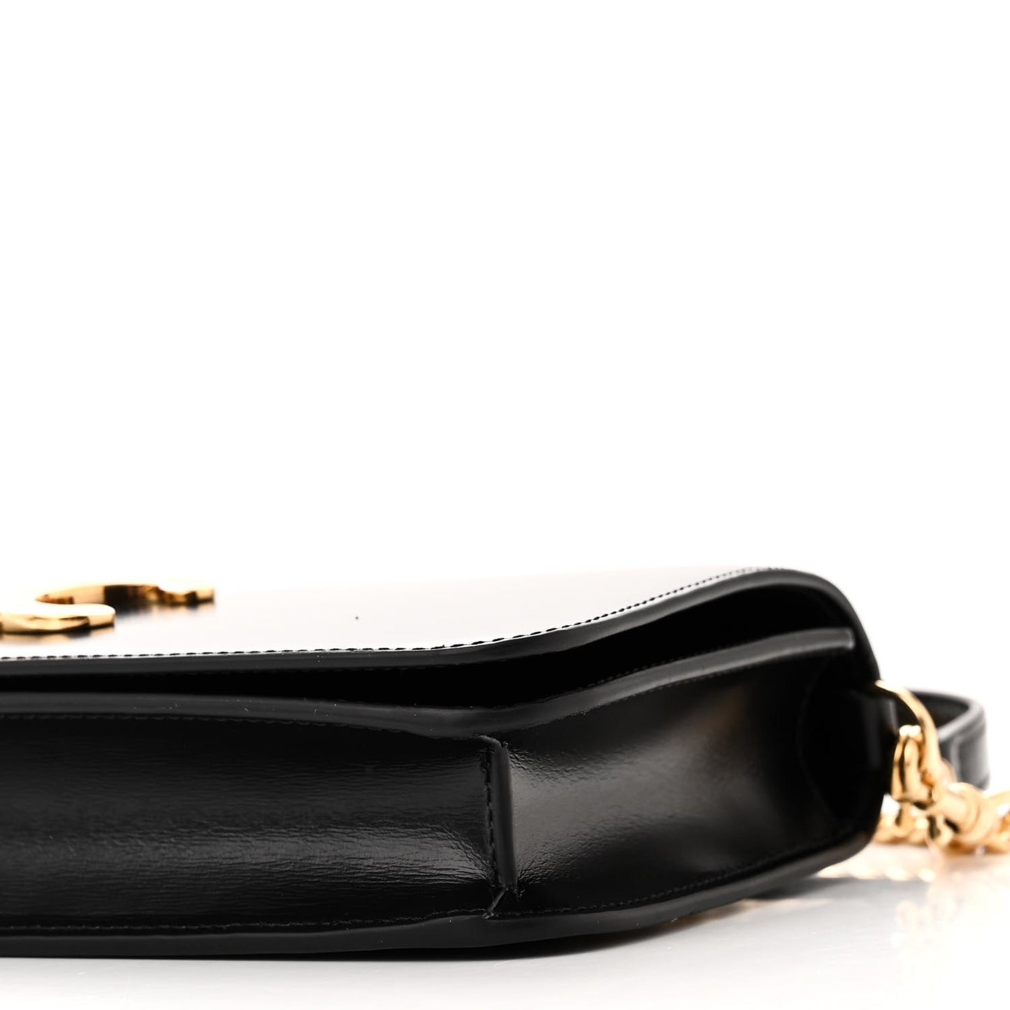 Shiny Calfskin Triomphe Chain Shoulder Bag Black