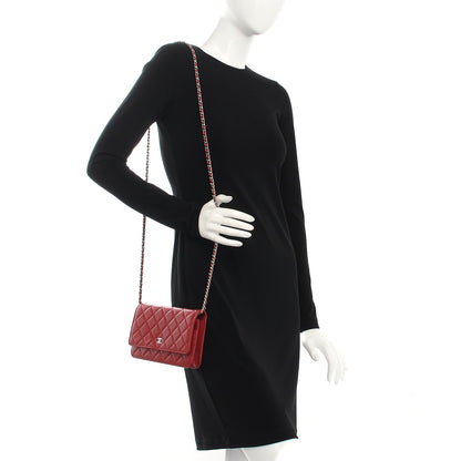 Chanel Caviar Quilted Wallet on Chain WOC Red 2 of 18