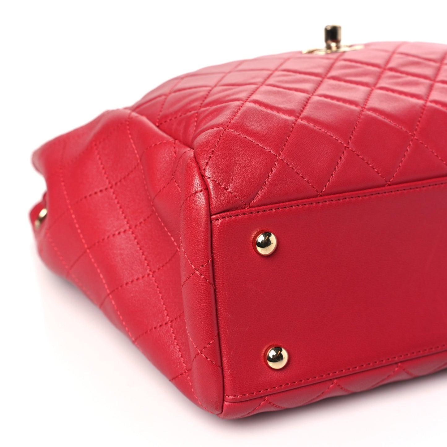 Lambskin Quilted Small Drawstring Shoulder Bag Dark Pink
