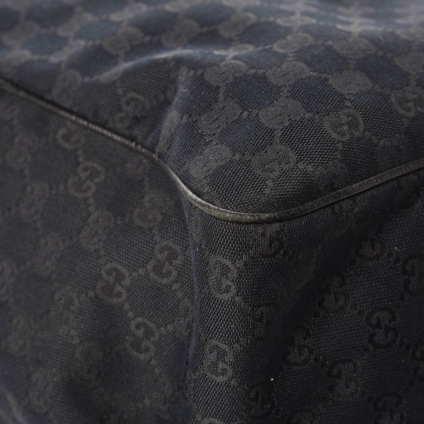 GG Monogram Medium Web Handle Double Pocket Tote Black