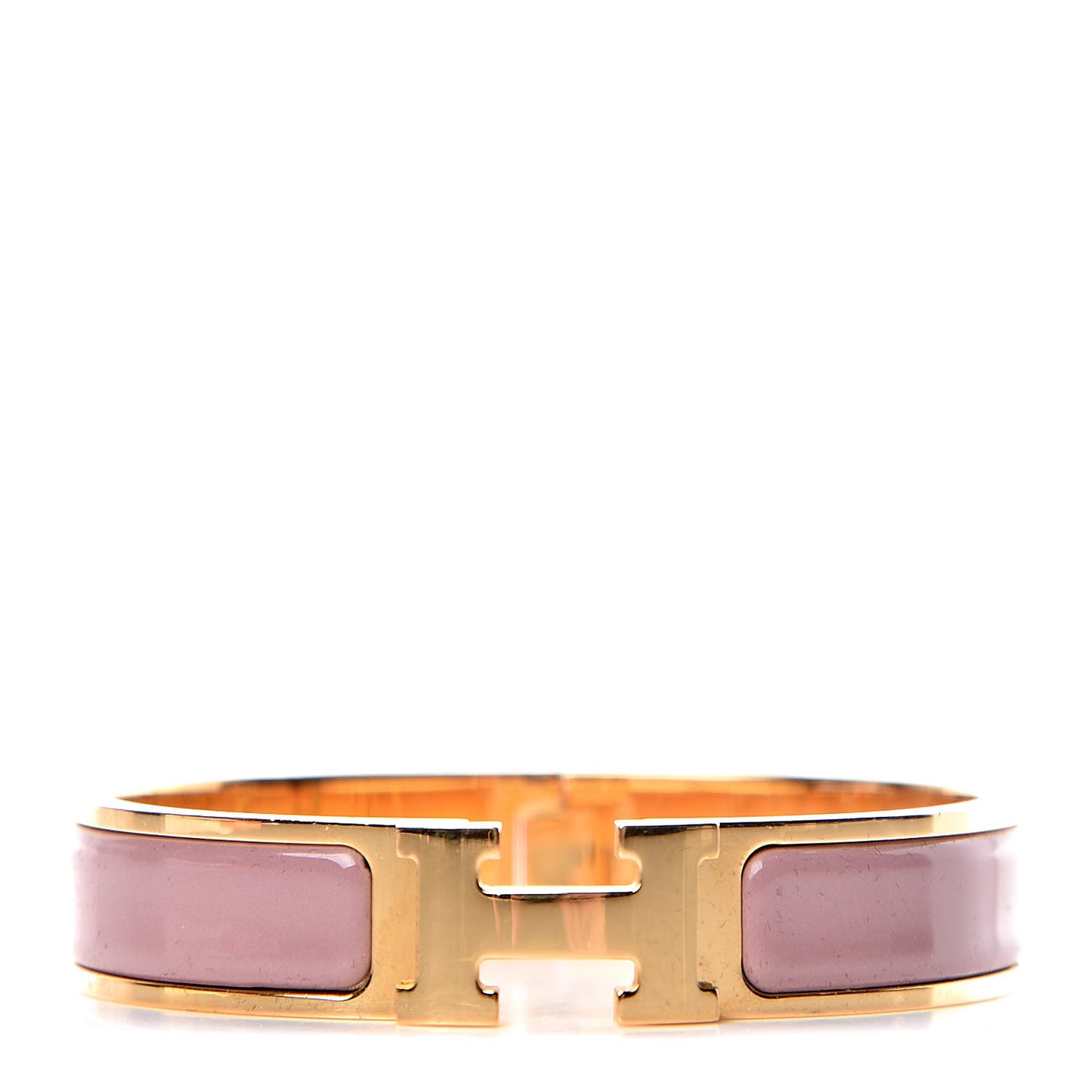 Enamel Narrow Clic Clac H Bracelet PM Bois De Rose