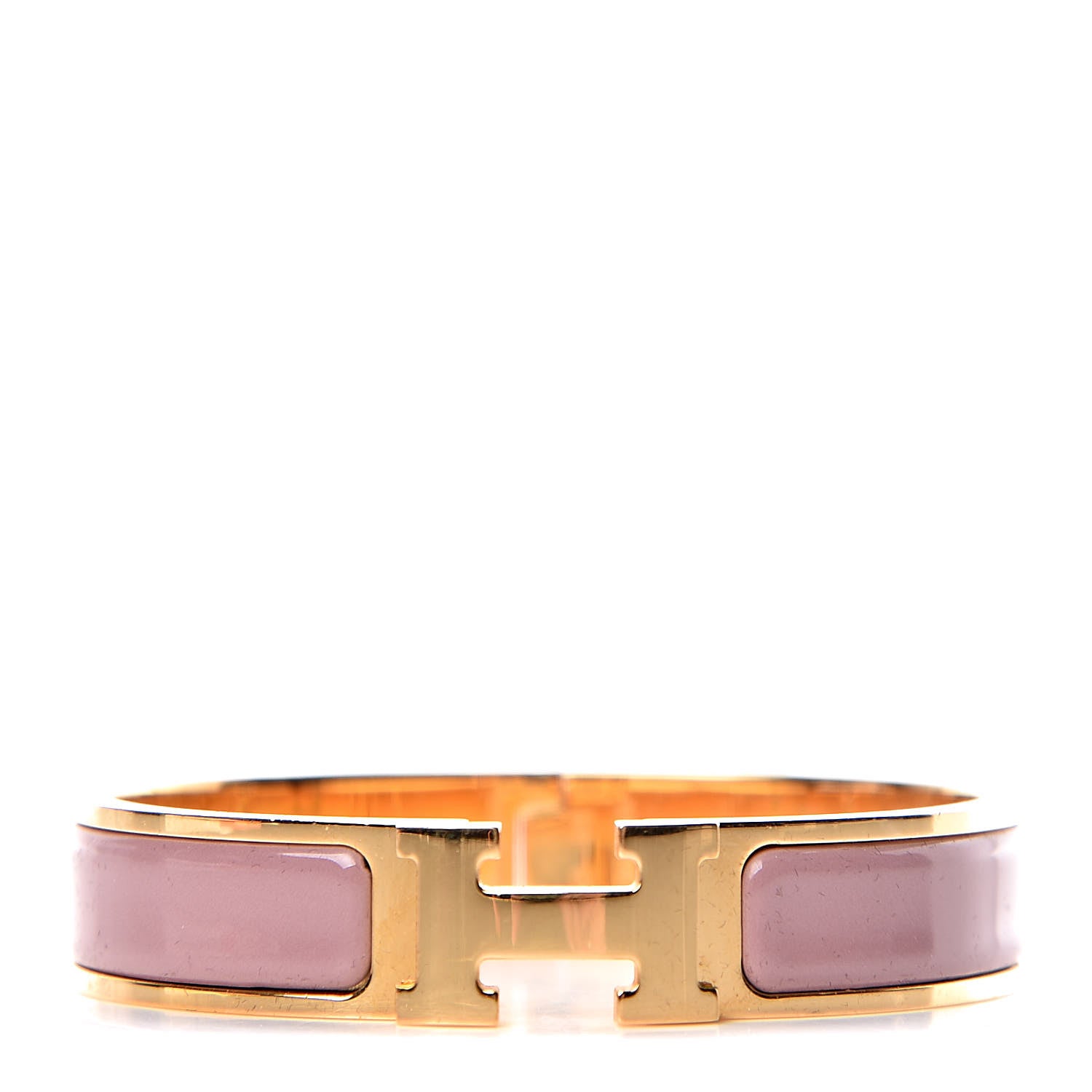 Hermes Enamel Narrow Clic Clac H Bracelet PM Bois De Rose 1 of 5