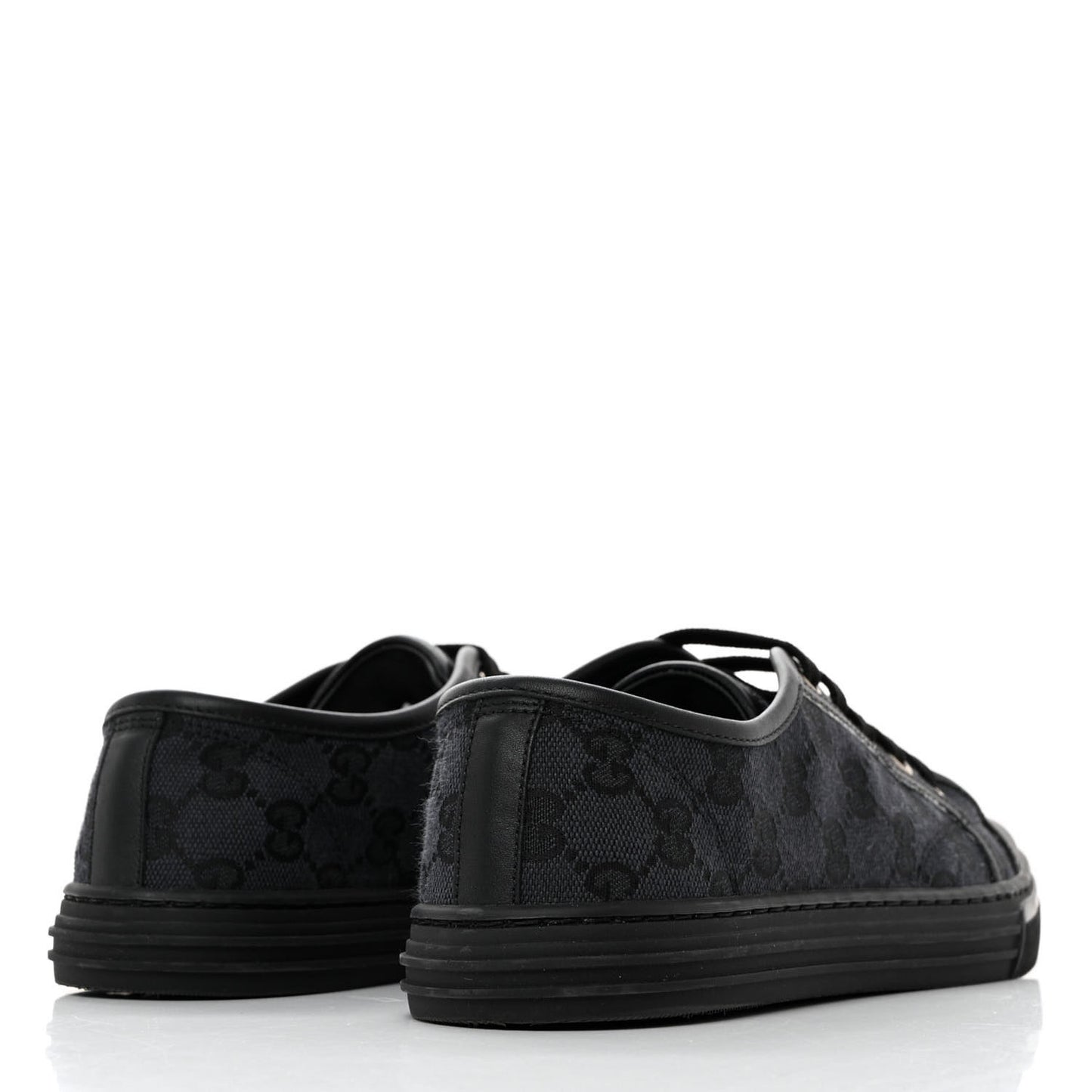 GG Monogram Calfskin Womens Low Top Sneakers 37.5 Piombo Black