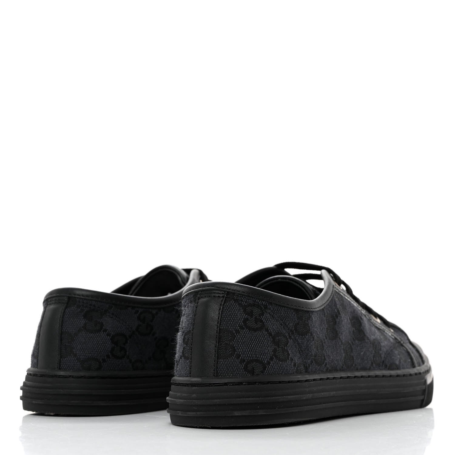 Gucci GG Monogram Calfskin Womens Low Top Sneakers 37.5 Piombo Black 4 of 8