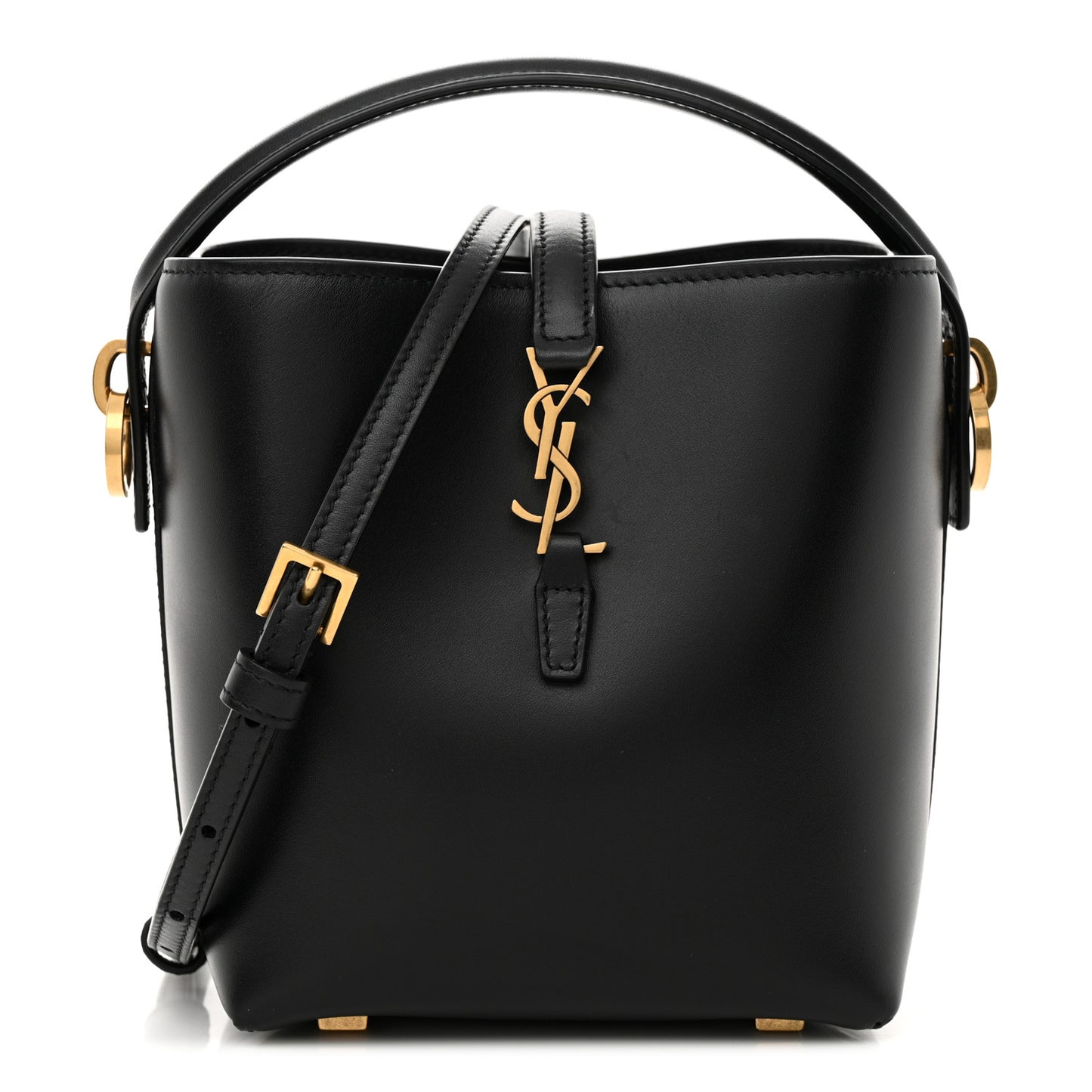 Shiny Calfskin Le 37 Mini Bucket Bag Black