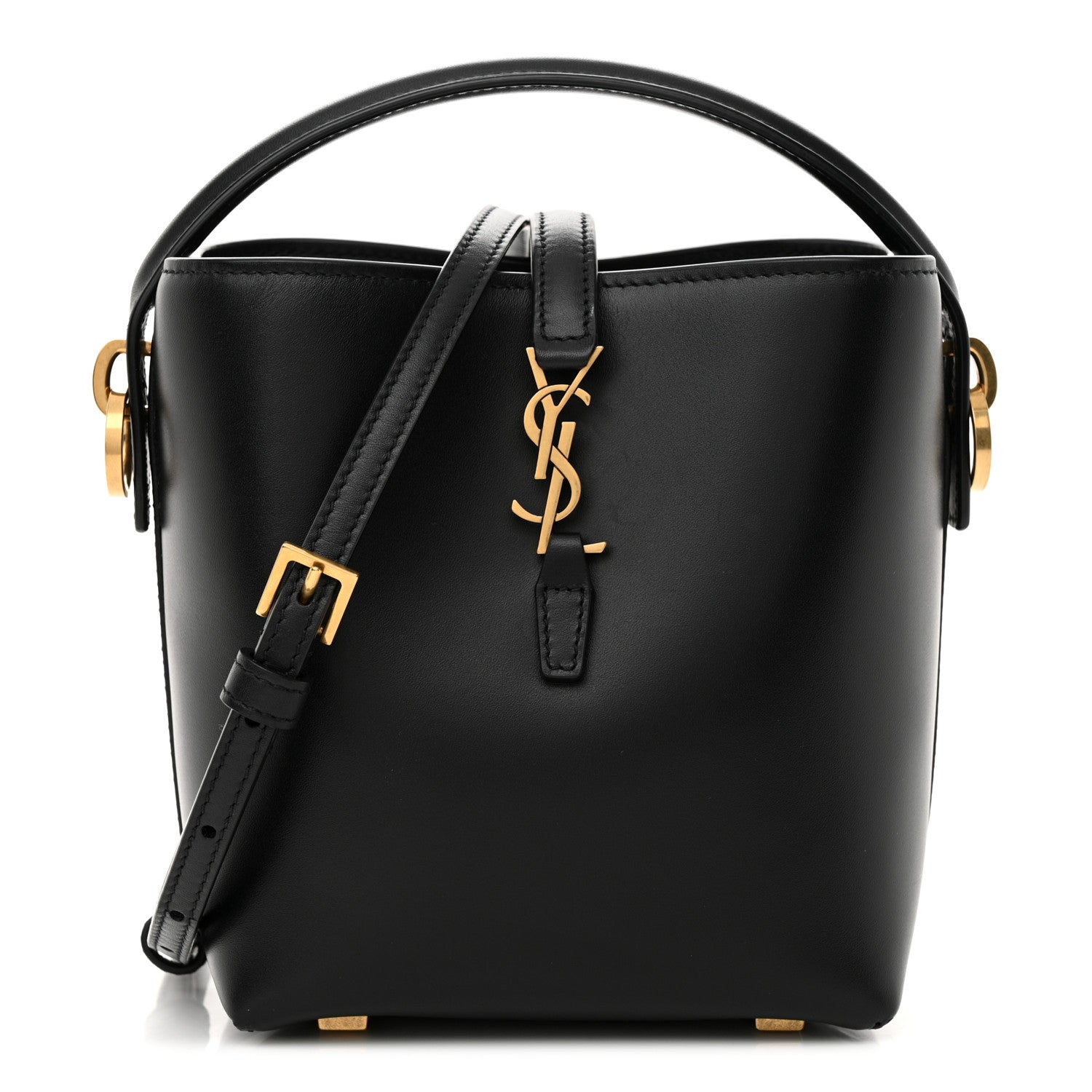 Saint Laurent Shiny Calfskin Le 37 Mini Bucket Bag Black 1 of 11