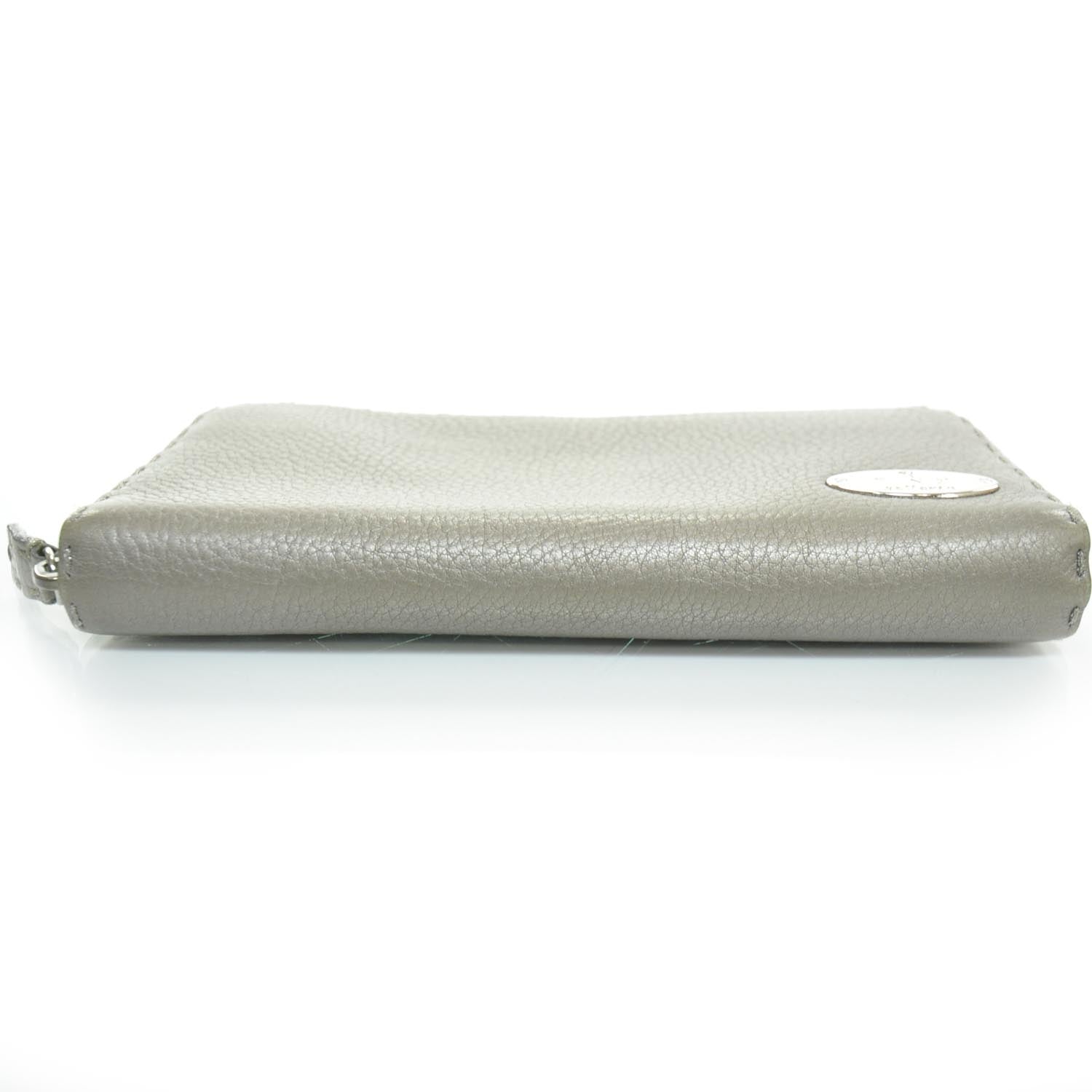 Fendi Calfskin Romano Selleria Zip Around Wallet Silver 4 of 8