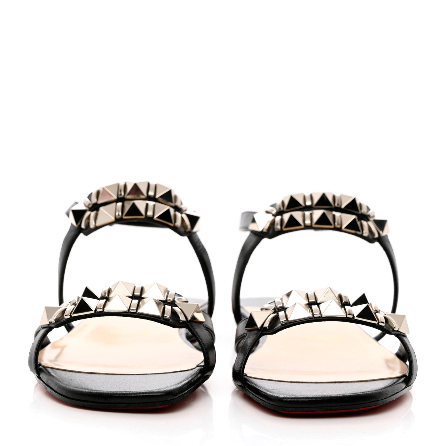 Calfskin Studded Galerietta Flat Sandals 41 Black