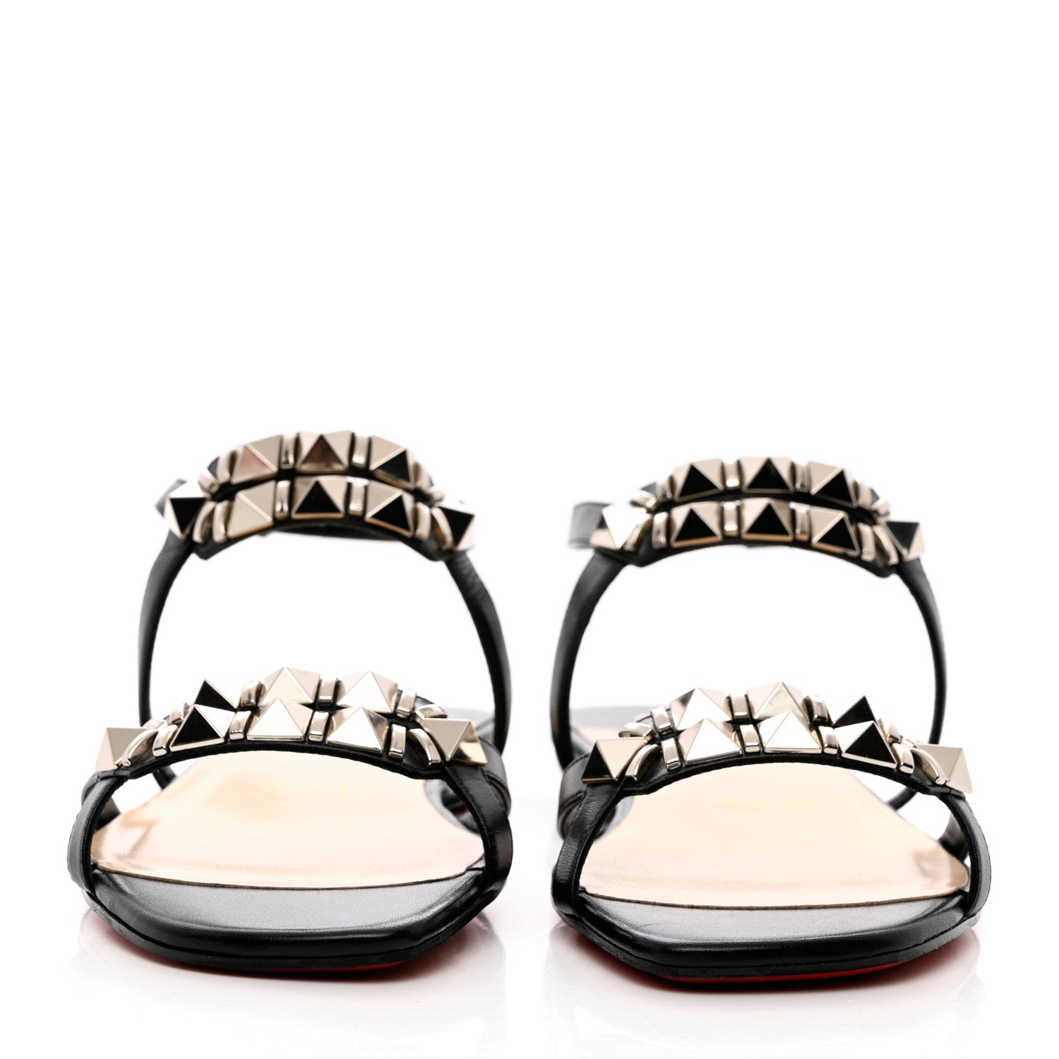 Christian Louboutin Calfskin Studded Galerietta Flat Sandals 41 Black 2 of 8