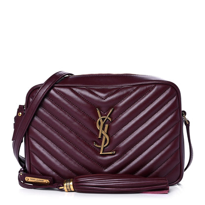 Saint Laurent Calfskin Matelasse Monogram Lou Camera Bag Dark Legion Red 1 of 11