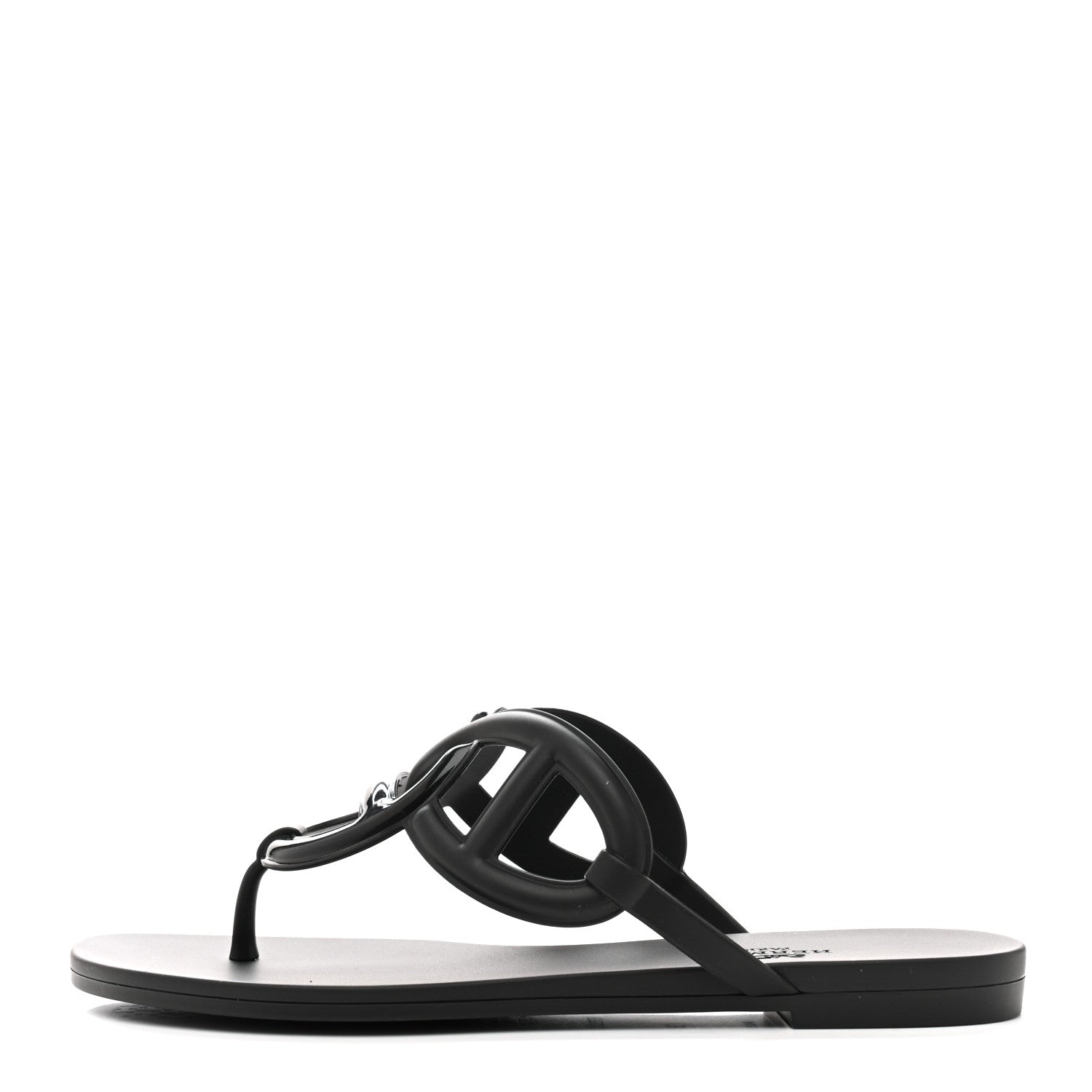 Hermes Rubber Womens Egerie Sandals 36 Black 1 of 11