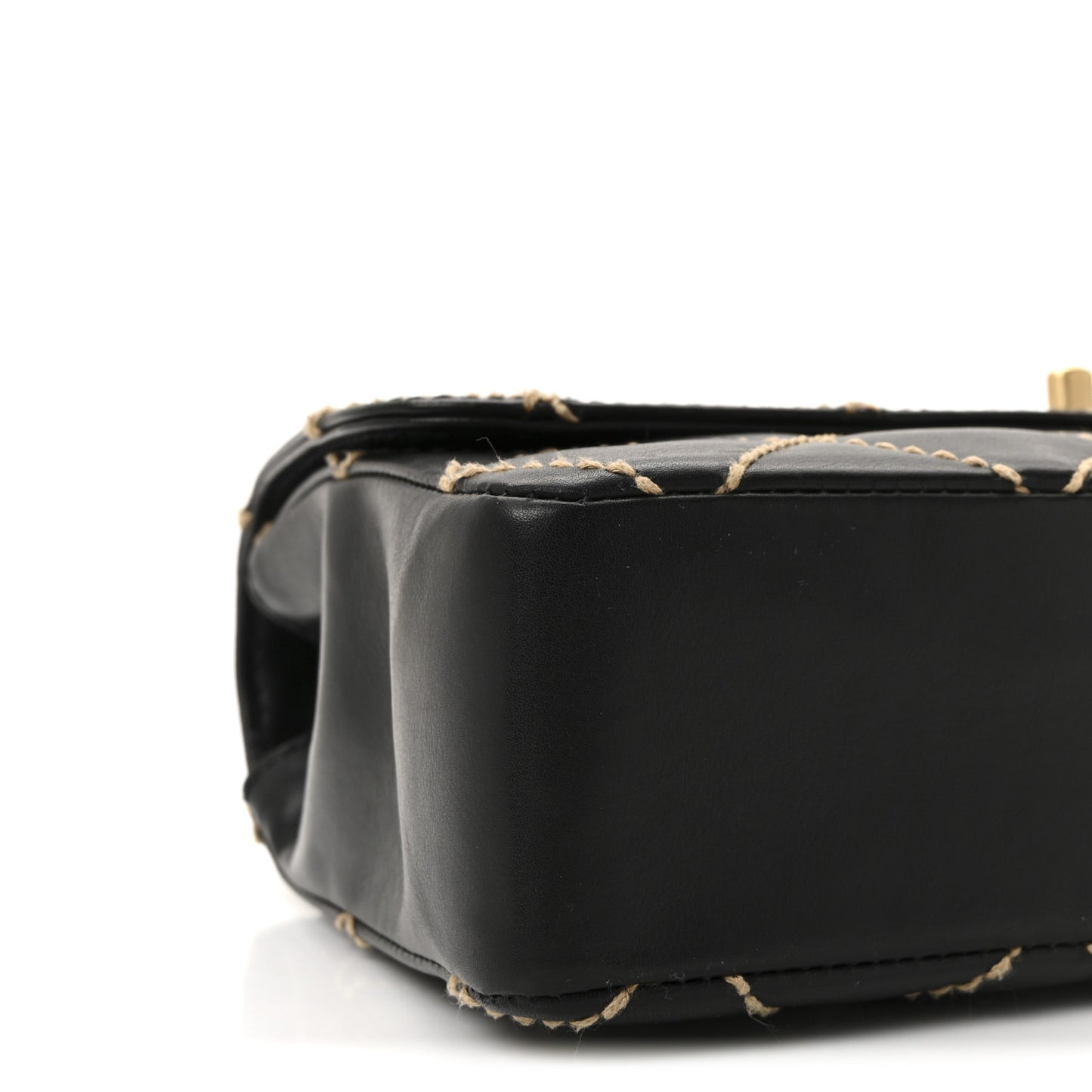 Calfskin Quilted Medium Wild Stitch Flap Black