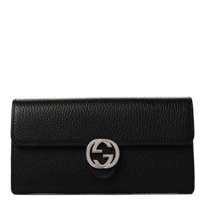 Gucci Dollar Calfskin Interlocking G Continental Wallet Black 1 of 9