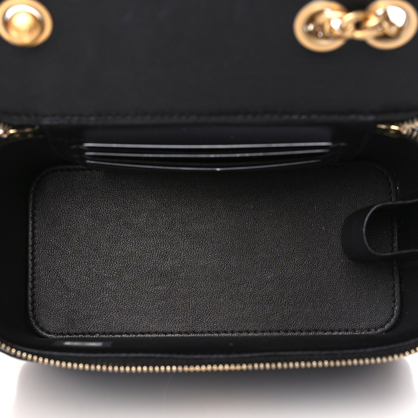 Lambskin Quilted Small Pillow Crush Vanity Case With Chain Black