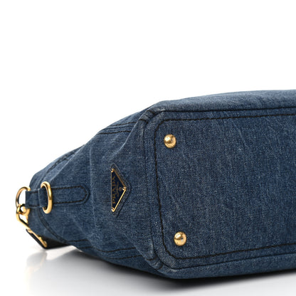 Prada Denim Large Logo Shopping Tote 10 of 11