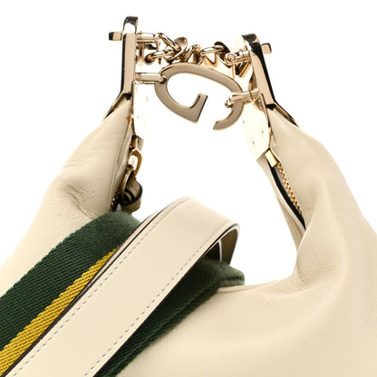 Gucci Aria Calfskin Web Small Attache Shoulder Bag White 8 of 10