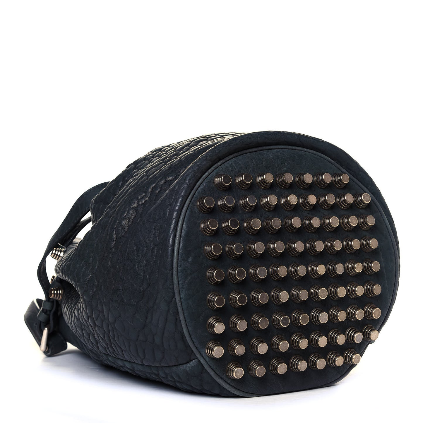 Pebbled Lambskin Diego Bucket Bag Neptune Antique Brass Hardware