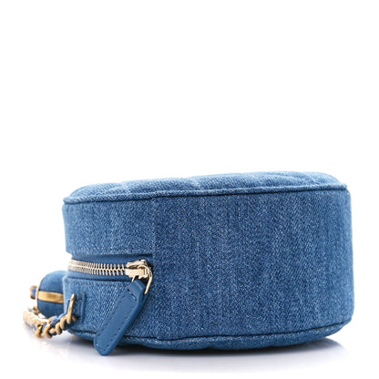 Chanel Denim Quilted Round Pearl Crush Clutch With Chain Blue 4 of 12