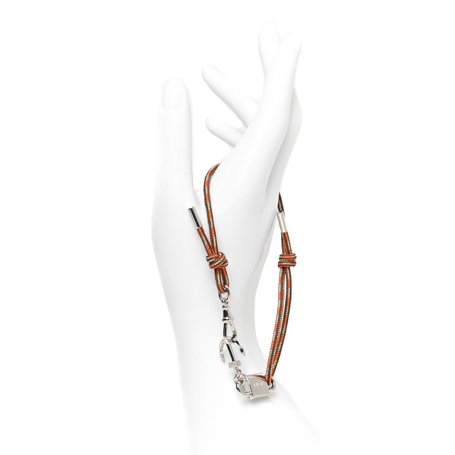 Technical Cord Brass Anchor Bracelet Orange Taupe