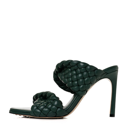Bottega Veneta Nappa Twisted Padded Intrecciato Curve Slide Sandals 40 Vert Fonce 1 of 7
