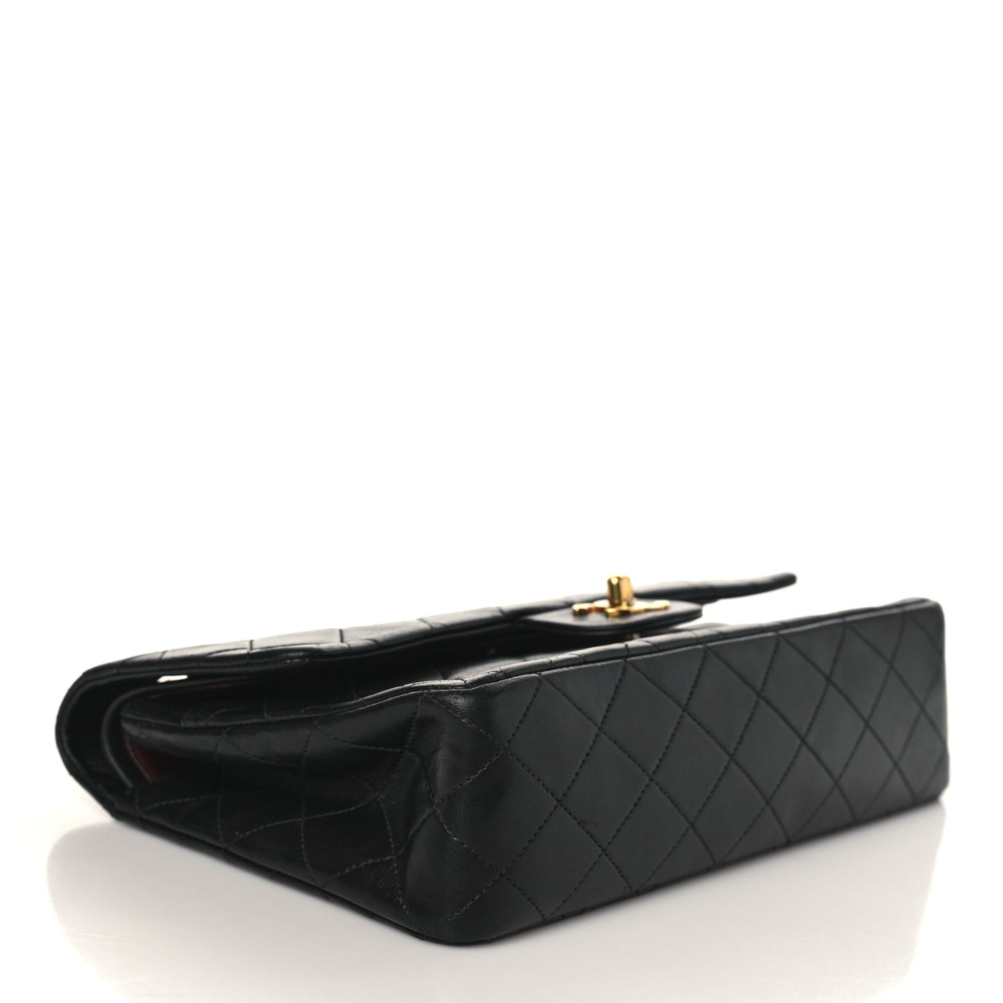 Lambskin Quilted Medium Double Flap Black
