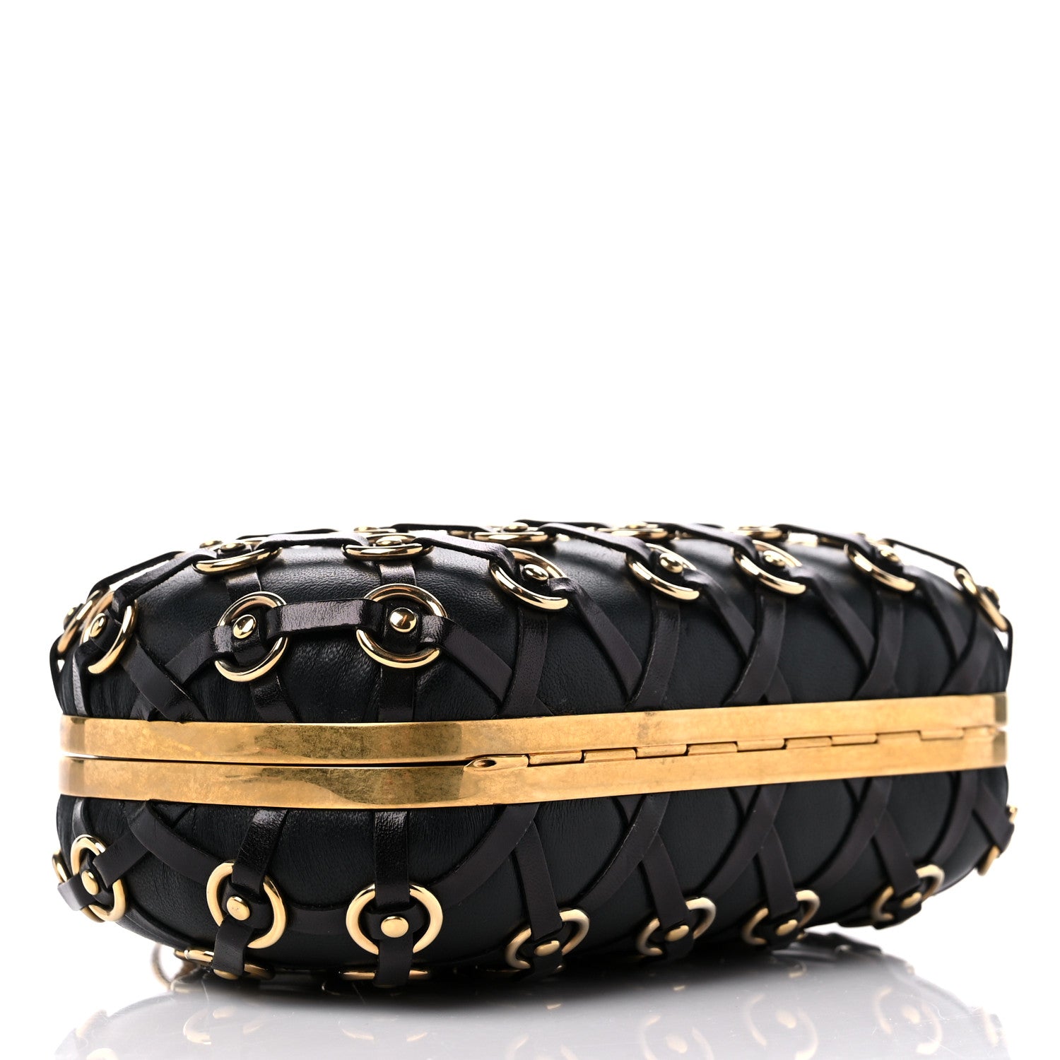 Alexander McQueen Calfskin Studded Skull Box Clutch Black 4 of 10